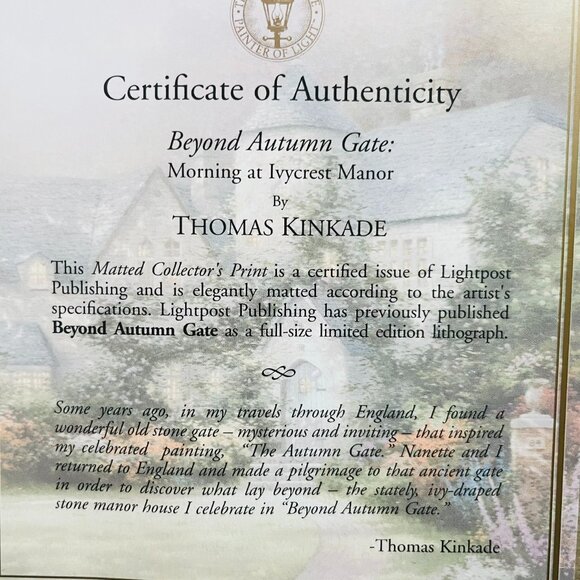 Print of "Beyond Autumn Gate: Morning at Ivycrest Manor" by Renowned American Ar - Picture 7 of 7